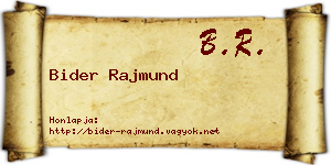 Bider Rajmund névjegykártya